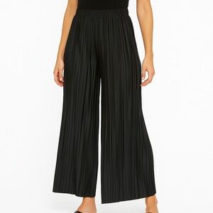 Bergas Women’s Pants Wide Leg Flared Accordion Pleated Elastic Waist Slinky